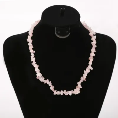 Women's Handmade Beaded Colorful Crystal Stone Necklace with Water Wave Chain