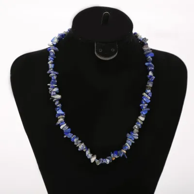 Women's Handmade Beaded Colorful Crystal Stone Necklace with Water Wave Chain