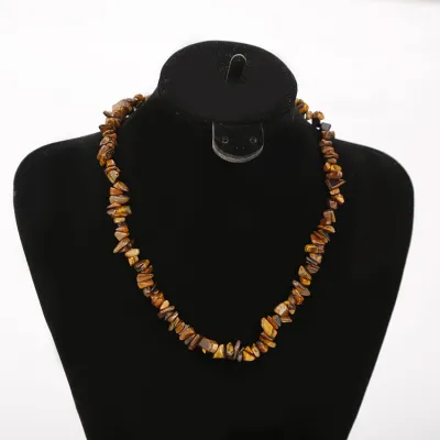 Women's Handmade Beaded Colorful Crystal Stone Necklace with Water Wave Chain