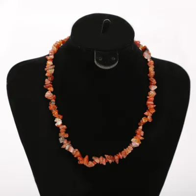 Women's Handmade Beaded Colorful Crystal Stone Necklace with Water Wave Chain