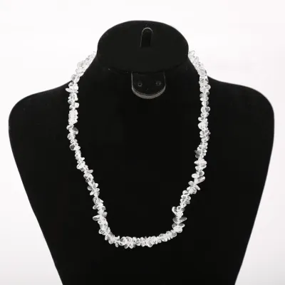 Women's Handmade Beaded Colorful Crystal Stone Necklace with Water Wave Chain
