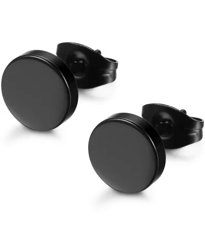 Men Fashion Round Cake Dumbbell Titanium Steel Stud Earrings