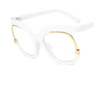 Unisex Fashion Owl Eyeglass Frame Anti-Blue Light Flat Mirror Round Half Frame Avant-Garde PC