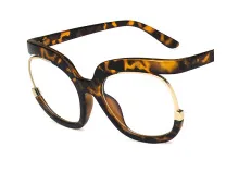 Unisex Fashion Owl Eyeglass Frame Anti-Blue Light Flat Mirror Round Half Frame Avant-Garde PC