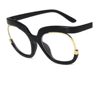 Unisex Fashion Owl Eyeglass Frame Anti-Blue Light Flat Mirror Round Half Frame Avant-Garde PC