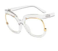 Unisex Fashion Owl Eyeglass Frame Anti-Blue Light Flat Mirror Round Half Frame Avant-Garde PC