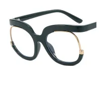 Unisex Fashion Owl Eyeglass Frame Anti-Blue Light Flat Mirror Round Half Frame Avant-Garde PC