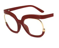 Unisex Fashion Owl Eyeglass Frame Anti-Blue Light Flat Mirror Round Half Frame Avant-Garde PC