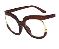 Unisex Fashion Owl Eyeglass Frame Anti-Blue Light Flat Mirror Round Half Frame Avant-Garde PC