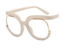 Unisex Fashion Owl Eyeglass Frame Anti-Blue Light Flat Mirror Round Half Frame Avant-Garde PC
