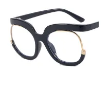 Unisex Fashion Owl Eyeglass Frame Anti-Blue Light Flat Mirror Round Half Frame Avant-Garde PC