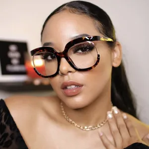 Unisex Fashion Owl Eyeglass Frame Anti-Blue Light Flat Mirror Round Half Frame Avant-Garde PC