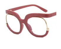 Unisex Fashion Owl Eyeglass Frame Anti-Blue Light Flat Mirror Round Half Frame Avant-Garde PC