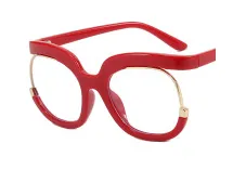 Unisex Fashion Owl Eyeglass Frame Anti-Blue Light Flat Mirror Round Half Frame Avant-Garde PC