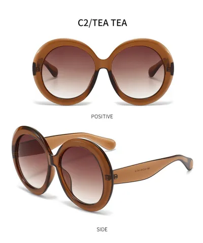 Women Fashion Round Frame PC Sunglasses