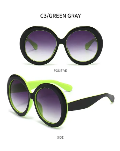Women Fashion Round Frame PC Sunglasses