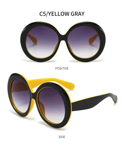Women Fashion Round Frame PC Sunglasses