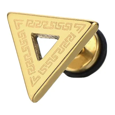 Unisex Fashion Titanium Steel Pyramid Triangle Earrings
