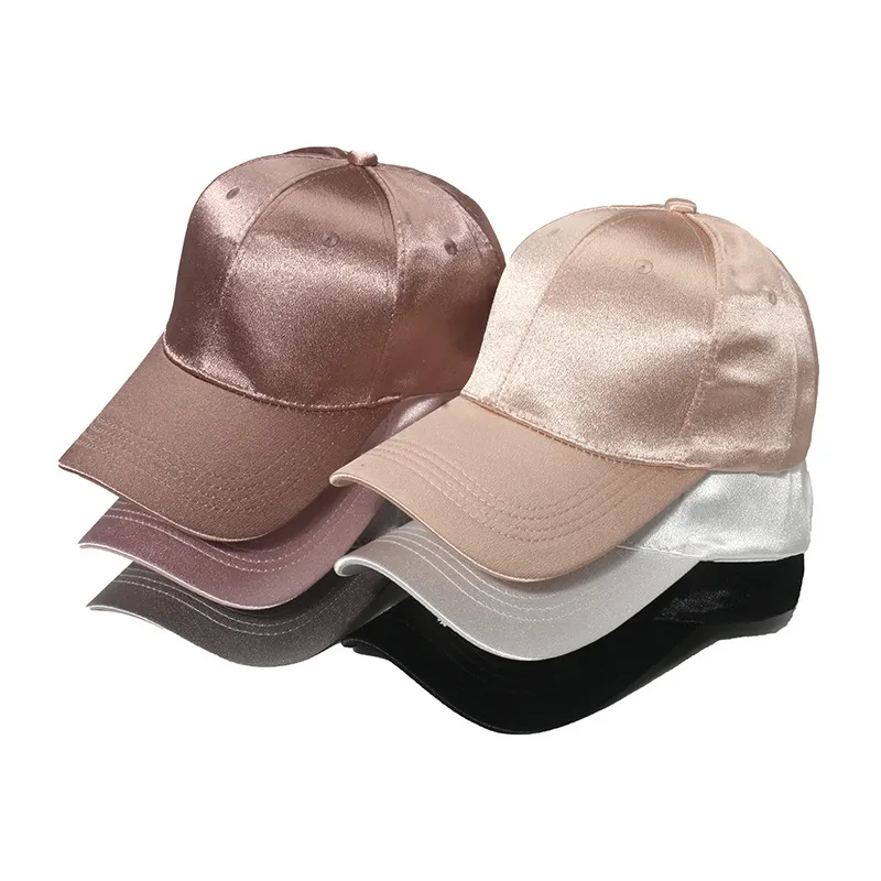 Women Casual Fashion Satin Solid Color Breathable Cap