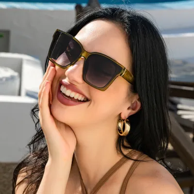 Women Fashion Retro PC Lens Square Sunglasses