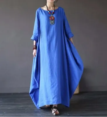 Women Basic Elegant Loose Plus Size Solid Color Maxi Dress