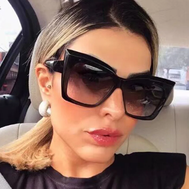 Women Fashion Cat Eye Large Frame Gradient Retro Sunglasses