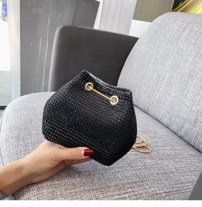 Fashion Rhinestone Chain Party Bucket Bag Shoulder Bag Clutch