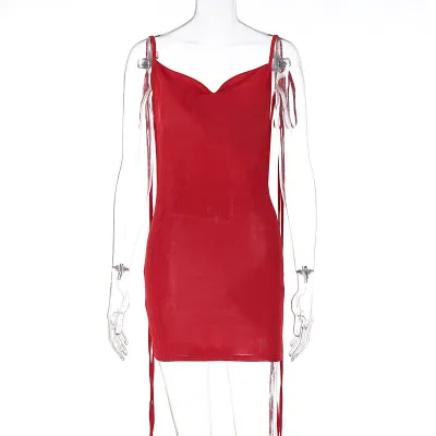 Women Sexy Edgy Solid Color Sleeveless Summer Fashion Backless Slim Slip Dress