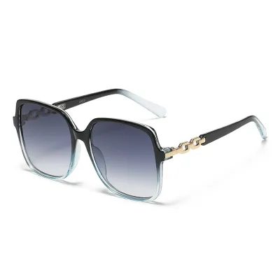 Women Fashion Metal Chain Hollow Temple Square Sunglasses