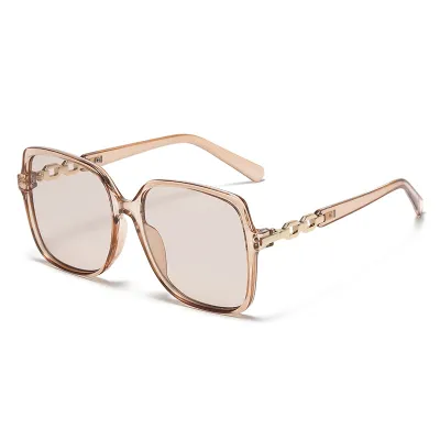 Women Fashion Metal Chain Hollow Temple Square Sunglasses