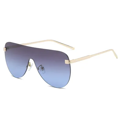 Women Retro Frameless Oval Sunglasses PC Lens Metal
