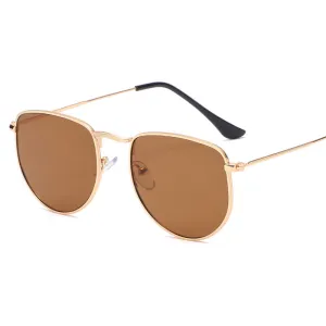 Unisex Retro Metal Oval Slim-Frame PC Lens Sunglasses