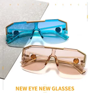 Unisex Fashion Lion Print One Piece Lens Sports Square Sunglasses