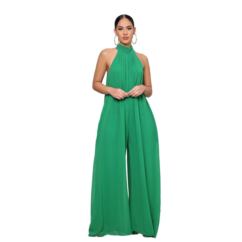 ワンピース LOOKAST IVORY DOLLY TWEED JUMPSUIT Wholesale Women Halter Neck Solid Color Casual Chiffon Loose