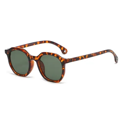 Women Retro Round Simple Solid Color Sunglasses