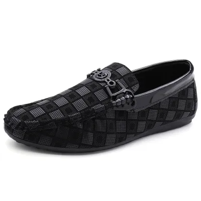 Men Casual Plaid Metal Decoration Comfort Loafers