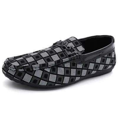Men Casual Plaid Metal Decoration Comfort Loafers