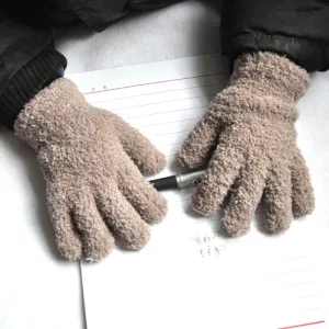 Kids Girls Boys Fashion Winter Warm Fleece Thickened Knitted Gloves Unisex