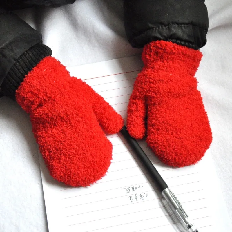 Kids Fashion Winter Outdoor Warm Knitted Magic Gloves Plus Fleece Thick Bag Small Gloves
