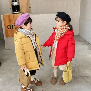 Kids Toddler Girls Boy Fashion Autumn And Winter Mid-Length Thickened Warm Cotton Padded Jacket
