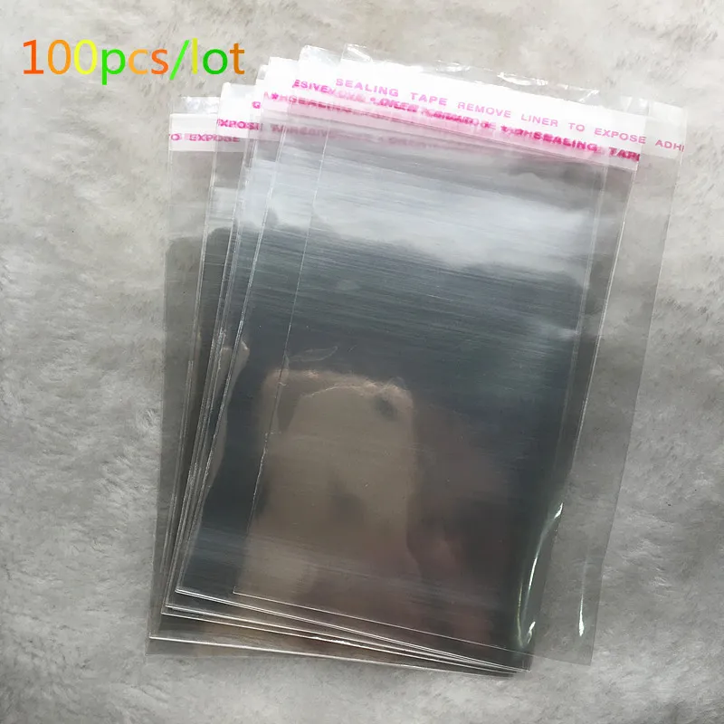 100pcs/set Resealable Transparent Poly Opp Plastic Bags Self Adhesive Seal Jewellery Packaging Pouches