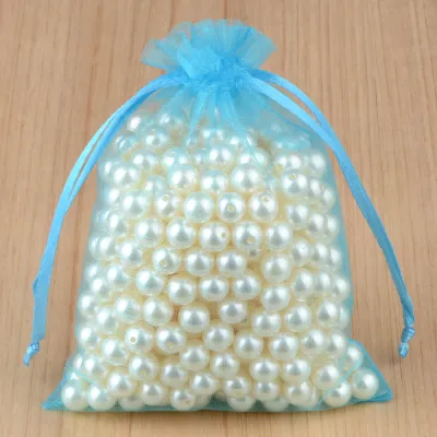 100 Pcs Solid Color Nylon Drawstring Mesh Organza Bags Jewelry Packaging