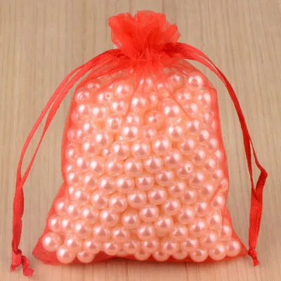 100 Pcs Solid Color Nylon Drawstring Mesh Organza Bags Jewelry Packaging
