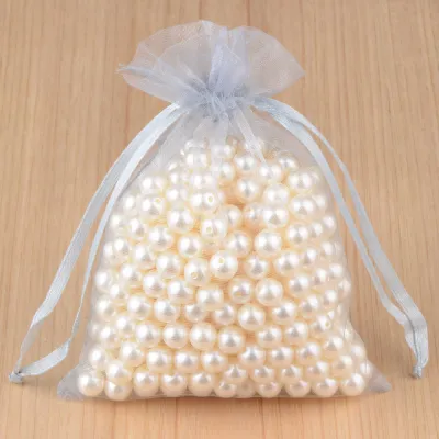100 Pcs Solid Color Nylon Drawstring Mesh Organza Bags Jewelry Packaging