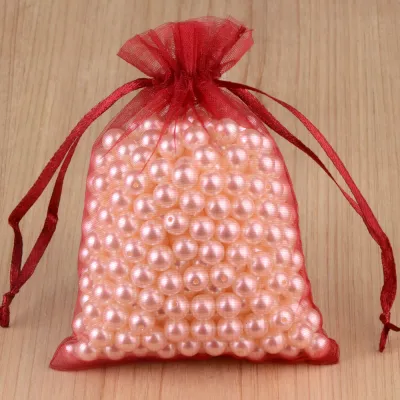 100 Pcs Solid Color Nylon Drawstring Mesh Organza Bags Jewelry Packaging