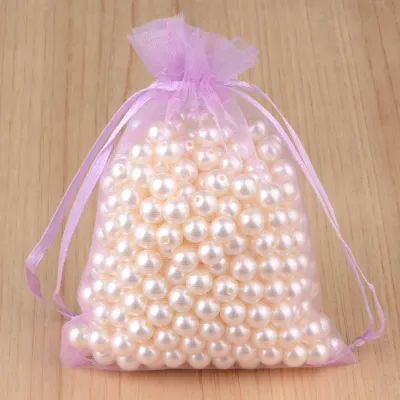 100 Pcs Solid Color Nylon Drawstring Mesh Organza Bags Jewelry Packaging