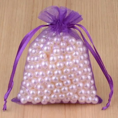 100 Pcs Solid Color Nylon Drawstring Mesh Organza Bags Jewelry Packaging