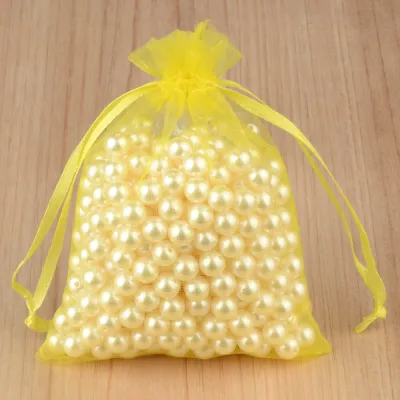 100 Pcs Solid Color Nylon Drawstring Mesh Organza Bags Jewelry Packaging