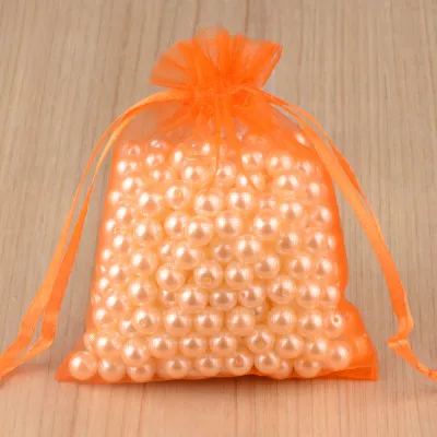 100 Pcs Solid Color Nylon Drawstring Mesh Organza Bags Jewelry Packaging