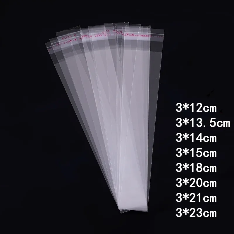 100Pcs 3cm Wide Transparent Self Sealing Plastic Bags Jewelry Packaging